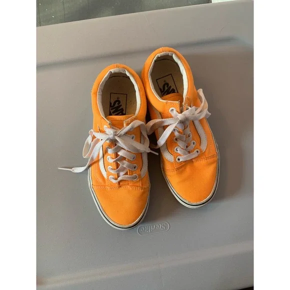 Vans Sneakers Neon Orange and White GUC size 5.5 women 4.0 men - Picture 3 of 13